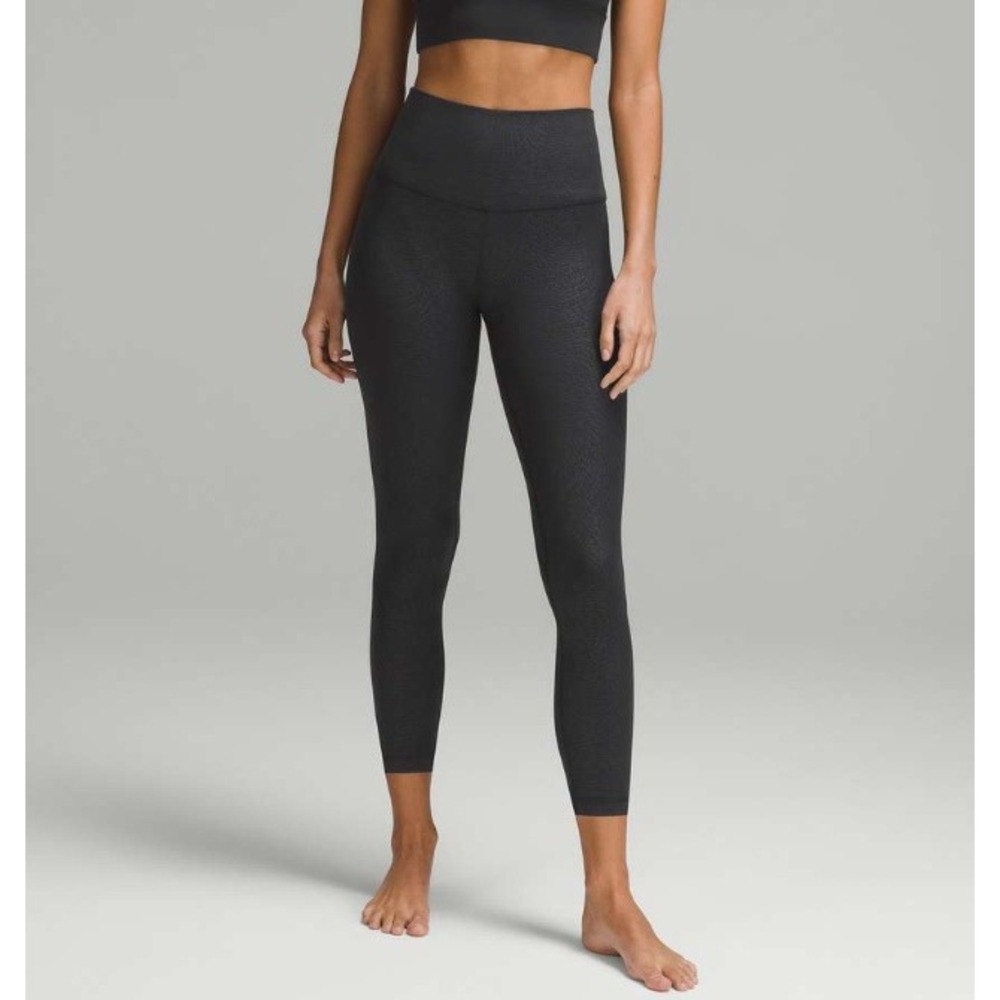 Lululemon Womens Align Leggings Embossed 8 Black Excellent High Rise 25" WSDUYS